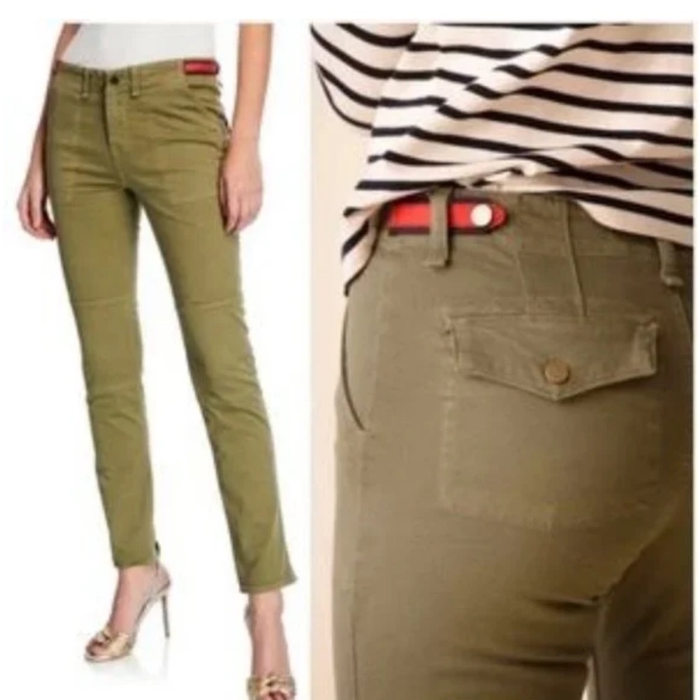 Veronica Beard Adrina Skinny Utility Ankle Jeans w/ Waist Tabs Olive Green 25 - Picture 13 of 13